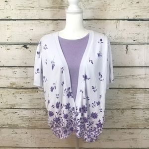 XL Cathy Daniels Lilac and White Floral Sweater